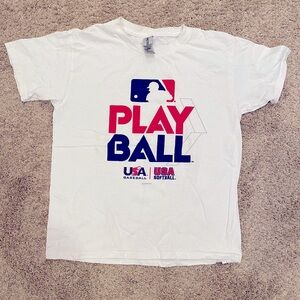 Gildan Kids (Unisex) Size Small Baseball Play Ball ⚾️ White T-Shirt!